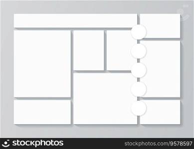 Moodboard template. Photo collage. Picture grid. Mood board background. Mosaic frame banner.. Photo collage template. Mood board. Vector illustration. Mosaic picture grid.