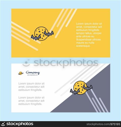 Moon and bats abstract corporate business banner template, horizontal advertising business banner.