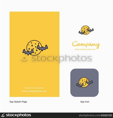 Moon and bats Company Logo App Icon and Splash Page Design. Creative Business App Design Elements
