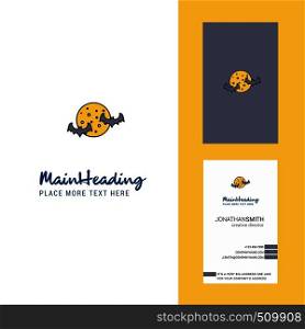 Moon and bats Creative Logo and business card. vertical Design Vector