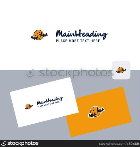 Moon and bats vector logotype with business card template. Elegant corporate identity. - Vector