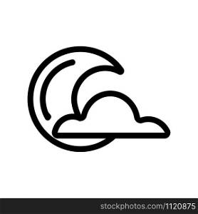 moon and cloud icon vector. A thin line sign. Isolated contour symbol illustration. moon and cloud icon vector. Isolated contour symbol illustration