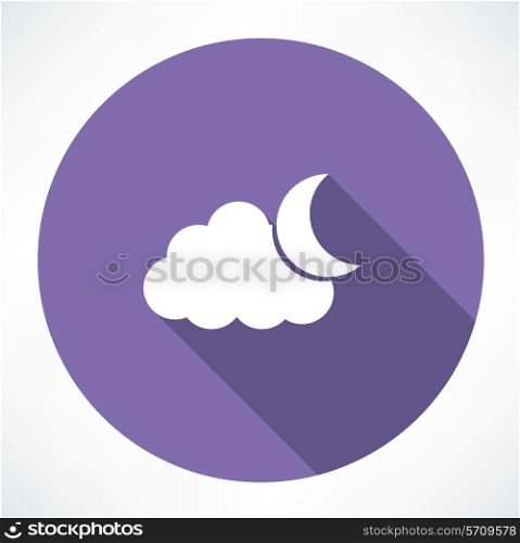 Moon and clouds. Flat modern style vector illustration