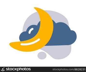 Moon and cloudscape, isolated icon for weather forecast, report or prediction. Outlook for conditions for next day. Sign for widget or application, information for users. Vector in flat style. Weather report or prediction, moon and clouds