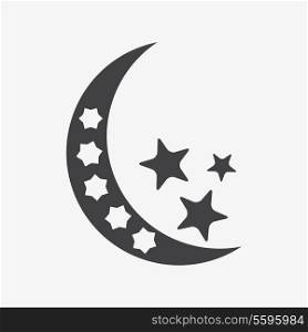 Moon and stars at night - Vector icon isolated