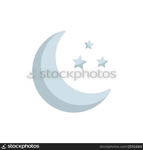 Moon and stars. Grey moon and stars isolated on white background. Vector stock