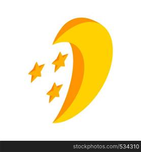 Moon and stars icon in isometric 3d style on a white background. Moon and stars icon, isometric 3d style