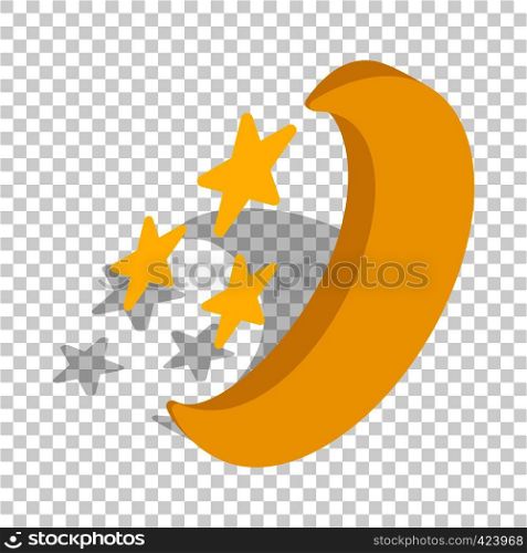Moon and stars isometric icon 3d on a transparent background vector illustration. Moon and stars isometric icon