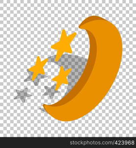 Moon and stars isometric icon 3d on a transparent background vector illustration. Moon and stars isometric icon