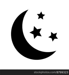 Moon and stars, vector. Black color icon on a white background.