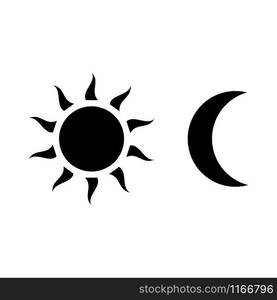 Moon and sun icon vector isolated on white background. Day and night