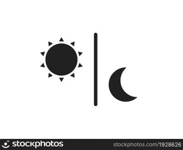 Moon and sun logo, night and day symbol simple concept in vector flat style.