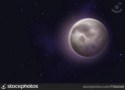 Moon background. Realistic night starry sky with waxing moon, new phases full lunar cycle astrology. Cosmic galaxy astronomy vector illustration. Moon background. Realistic night starry sky with waxing moon, new phases lunar cycle astrology. Cosmic galaxy astronomy vector illustration