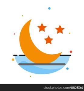 Moon, Cloud, Weather Abstract Flat Color Icon Template