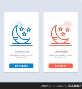 Moon, Cloud, Weather  Blue and Red Download and Buy Now web Widget Card Template