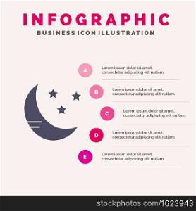 Moon, Cloud, Weather Solid Icon Infographics 5 Steps Presentation Background