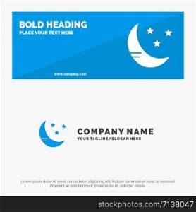 Moon, Cloud, Weather SOlid Icon Website Banner and Business Logo Template
