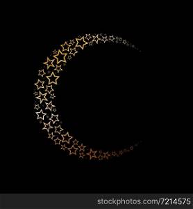 Moon decorated on stars symbol. Vector eps10