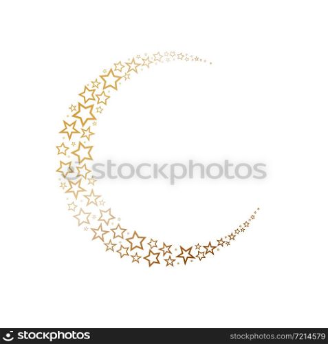 Moon decorated on stars symbol. Vector eps10