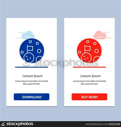 Moon, Flag, Space, Planet Blue and Red Download and Buy Now web Widget Card Template