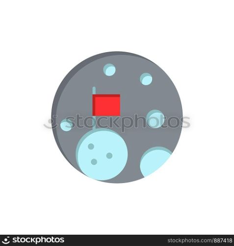 Moon, Flag, Space, Planet Flat Color Icon. Vector icon banner Template