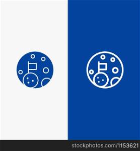 Moon, Flag, Space, Planet Line and Glyph Solid icon Blue banner