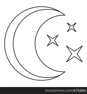 Moon icon. Outline illustration of moon vector icon for web. Moon icon, outline style.