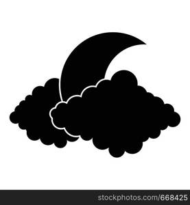 Moon icon. Simple illustration of moon vector icon for web. Moon icon, simple black style