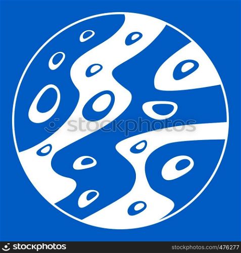 Moon icon white isolated on blue background vector illustration. Moon icon white