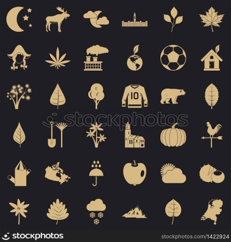 Moon icons set. Simple style of 36 moon vector icons for web for any design. Moon icons set, simple style