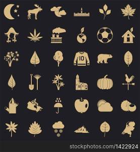 Moon icons set. Simple style of 36 moon vector icons for web for any design. Moon icons set, simple style