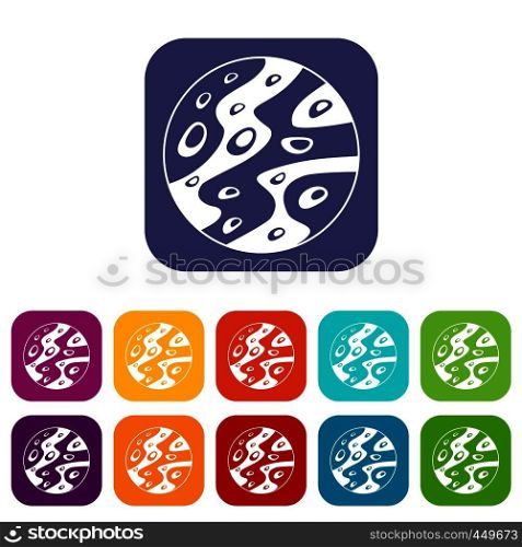 Moon icons set vector illustration in flat style In colors red, blue, green and other. Moon icons set flat