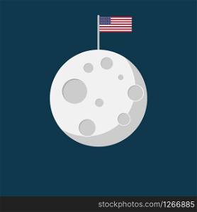 moon in the space flat design vector illustration