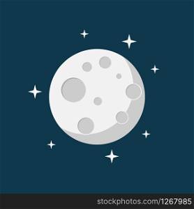 moon in the space flat design vector illustration