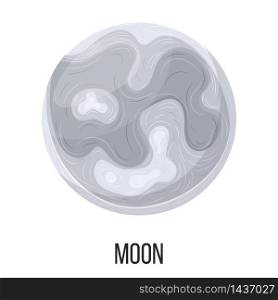 Moon isolated on white background. Solar system. Cartoon style vector illustration for any design.