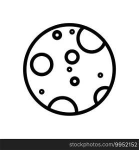 Moon line icon astronomy galaxy design. Outline thin planet cosmos black element. Simple clear line satellite orbit silhouette. Isolated linear minimal solar globe