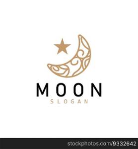 Moon Logo, Crescent Star And Moon Design, Vector Modern Luxury Elegant, Icon Template Game