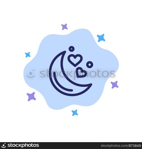 Moon, Night, Love, Romantic Night, Blue Icon on Abstract Cloud Background