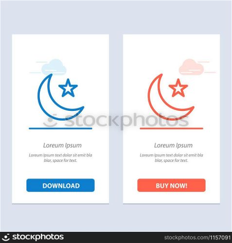 Moon, Night, Star, Night Blue and Red Download and Buy Now web Widget Card Template