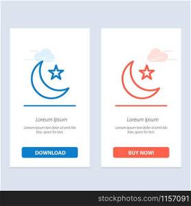 Moon, Night, Star, Night Blue and Red Download and Buy Now web Widget Card Template