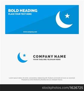 Moon, Night, Star, Night SOlid Icon Website Banner and Business Logo Template