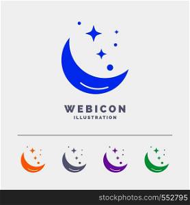 Moon, Night, star, weather, space 5 Color Glyph Web Icon Template isolated on white. Vector illustration. Vector EPS10 Abstract Template background