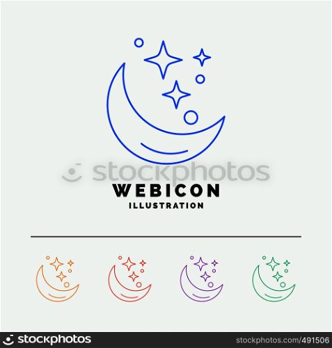 Moon, Night, star, weather, space 5 Color Line Web Icon Template isolated on white. Vector illustration. Vector EPS10 Abstract Template background