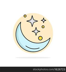 Moon, Night, star, weather, space Flat Color Icon Vector