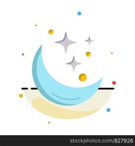 Moon, Night, star, weather, space Flat Color Icon Vector