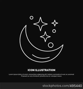Moon, Night, star, weather, space Icon. Line vector symbol for UI and UX, website or mobile application. Vector EPS10 Abstract Template background