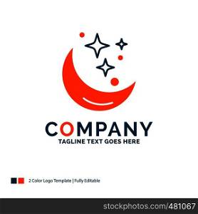 Moon, Night, star, weather, space Logo Design. Blue and Orange Brand Name Design. Place for Tagline. Business Logo template.