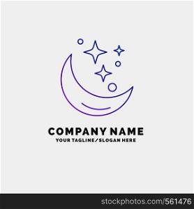 Moon, Night, star, weather, space Purple Business Logo Template. Place for Tagline. Vector EPS10 Abstract Template background