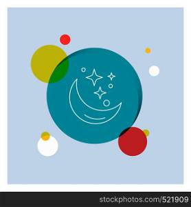 Moon, Night, star, weather, space White Line Icon colorful Circle Background. Vector EPS10 Abstract Template background