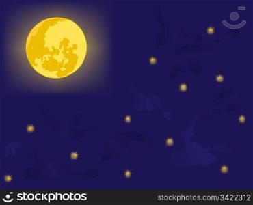 moon on night sky. vector backgrounds